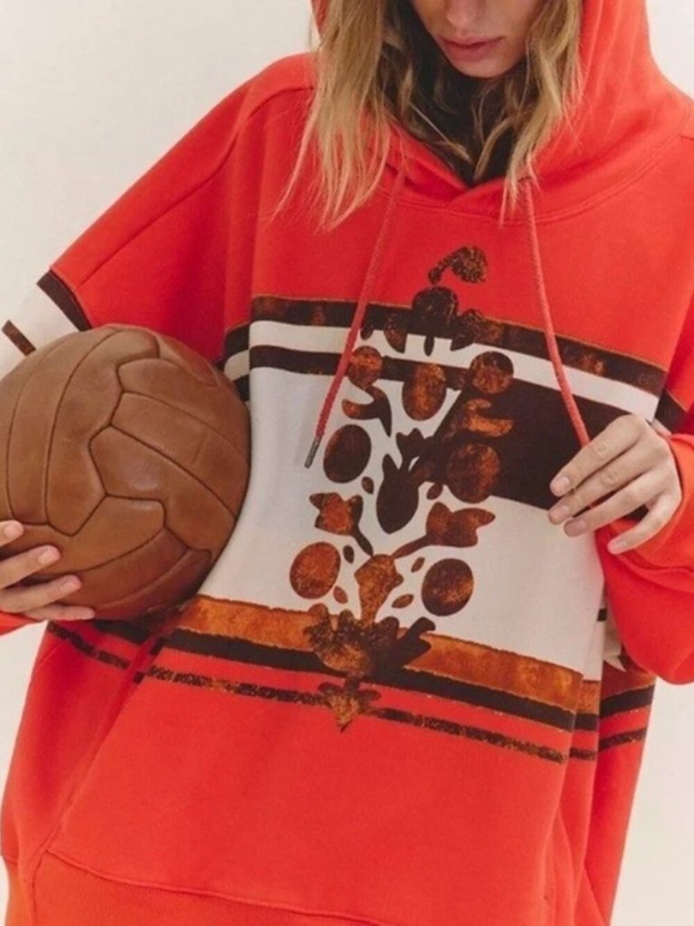 Free People Sprint To The Finish Logo Hoodie Oversized Drawstrings L